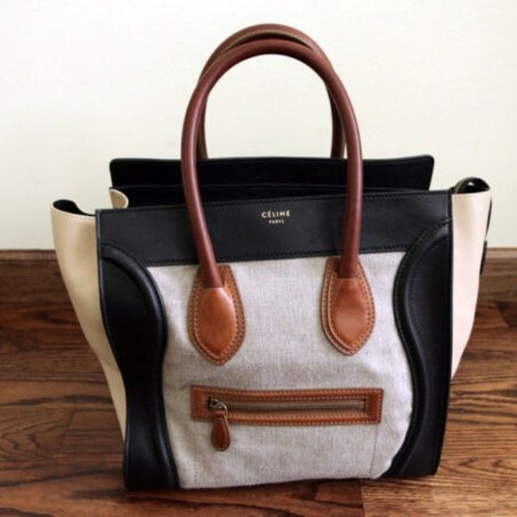 Celine Tricolor Mini Shopper Luggage Tote Natural Handbag 165212HJT.02VG WOMENS - Picture 1 of 12
